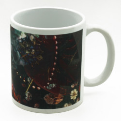 Ceramic mug with dark flowers