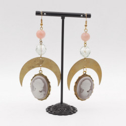 Agate earrings with moon