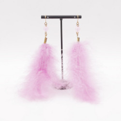 Pink feather earrings